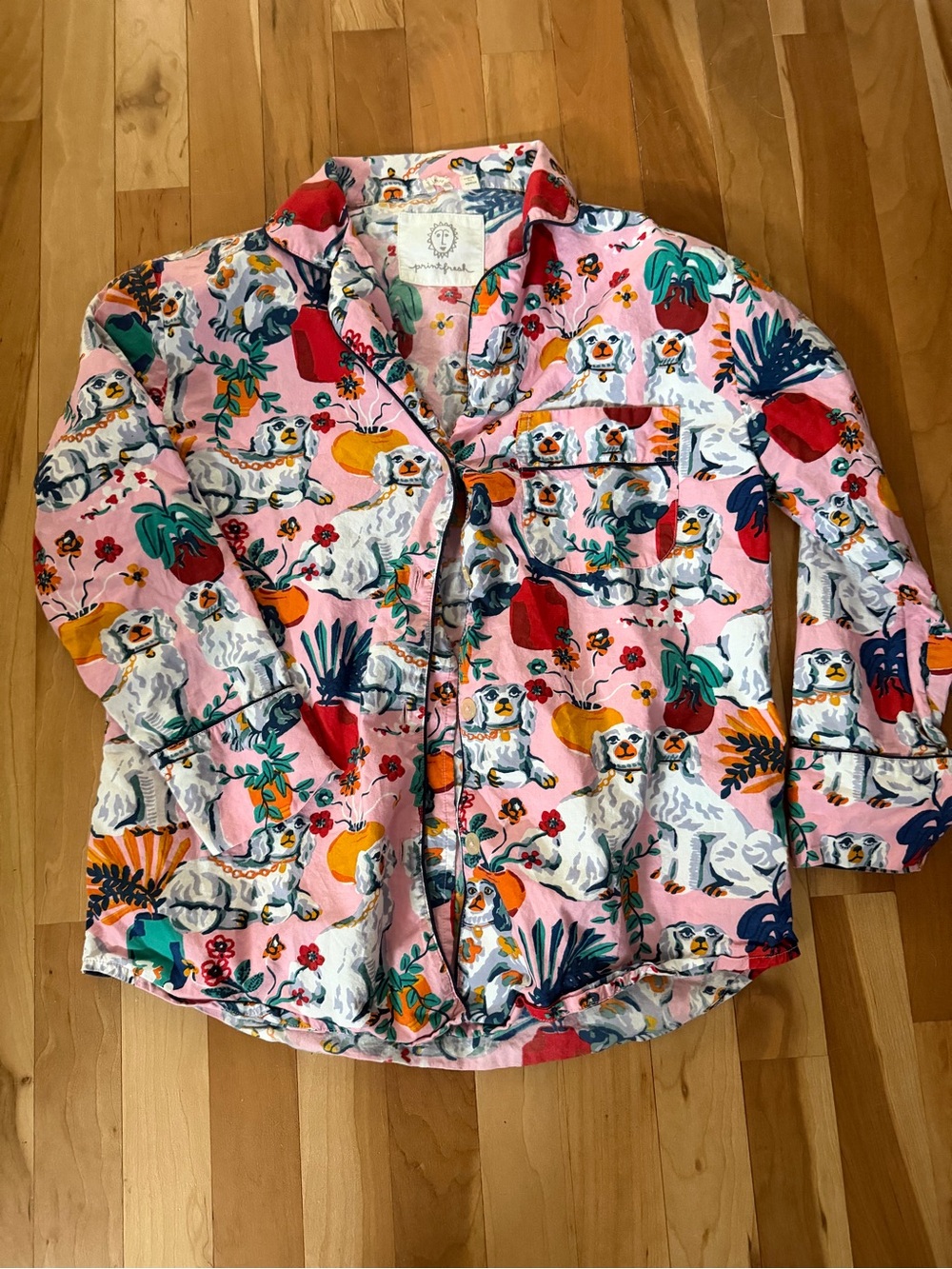 Printfresh Pink Multicolor Dog Print Pajama Top